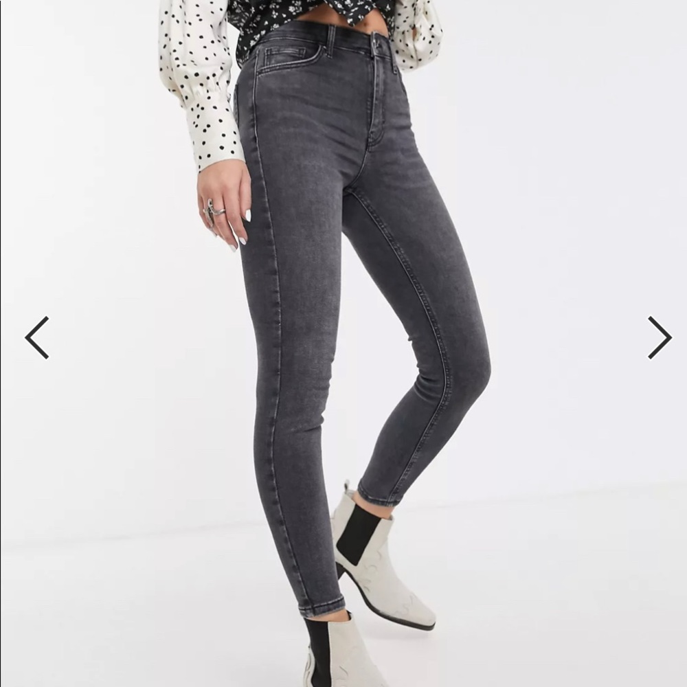 TOPSHOP Jamie Skinny Washed Black Jeans